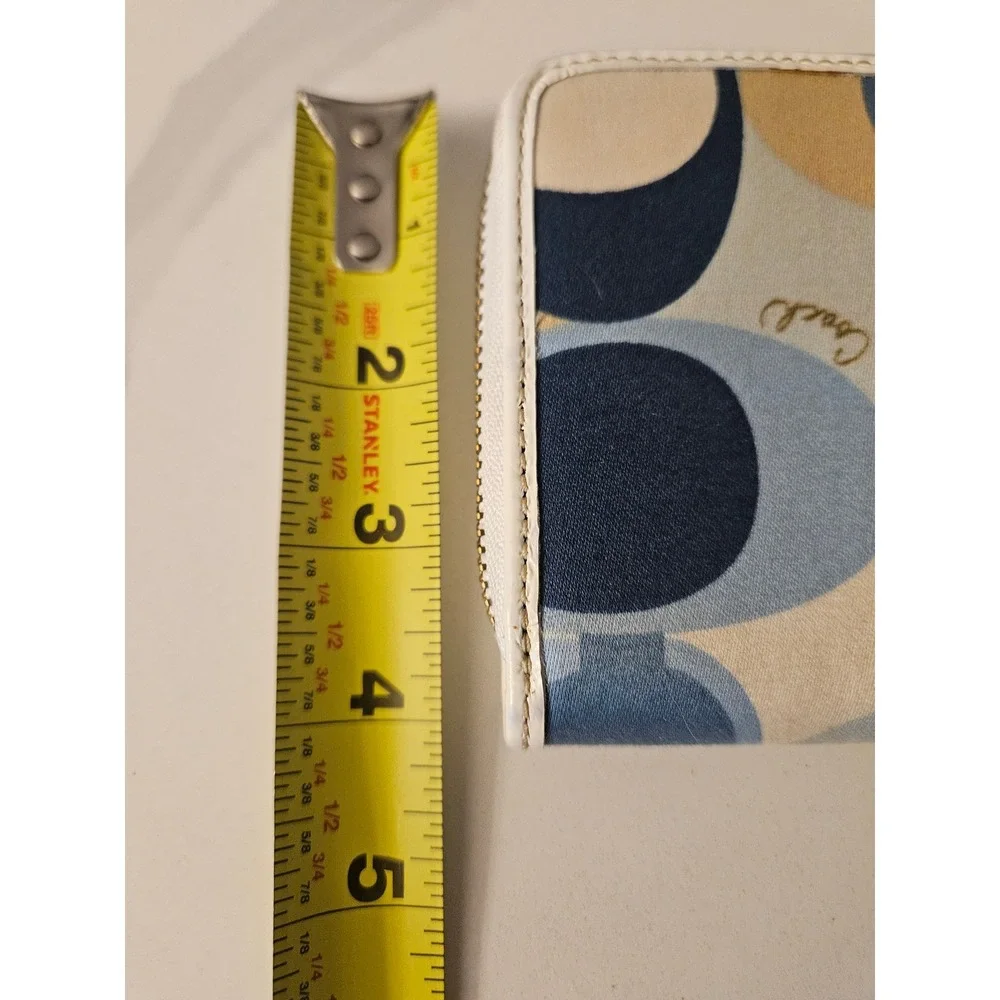 Coach Wallet Women OS Blue Cream Excellent Optic Signature C Zip 41222